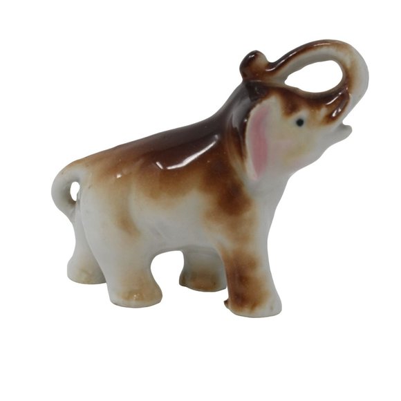 Vintage Elephant Good Luck Trunk Up Porcelain Ceramic Made In Japan Figurine - Picture 3 of 6